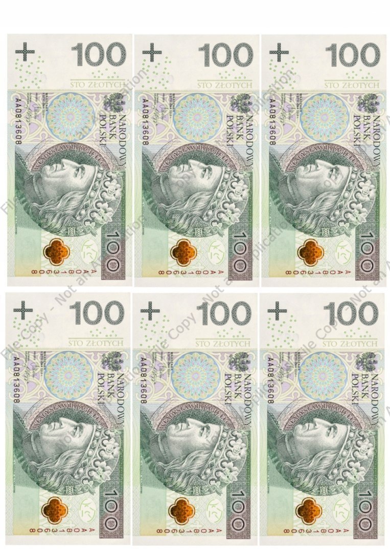 Wydruk masa cukrowa na tort BANKNOTY 100 ZŁ ELP